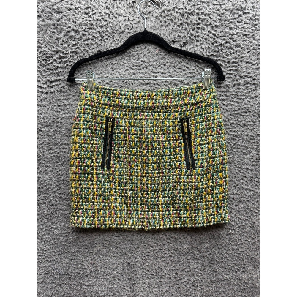 J. Crew Wool-Blend Tweed Preppy A-Line Mini Skirt Multicolor Womens Size 00